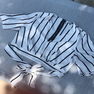 White and Black striped top